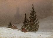 Caspar David Friedrich Winter Landscape with Church (mk10) oil on canvas